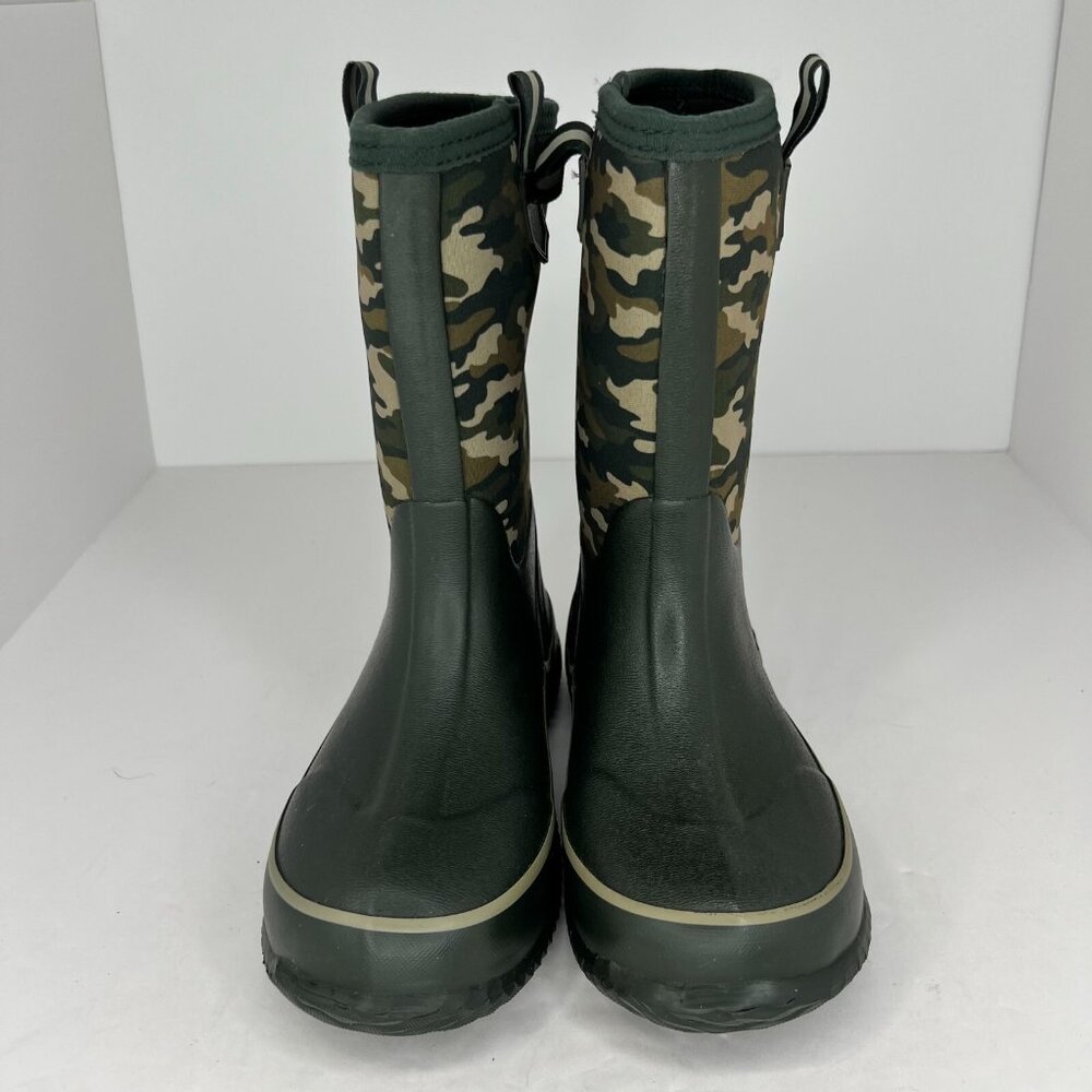 Lands' End "Youth 511721 Green Camouflage Slip On Rubber Size 4 M Rain Boots - Picture 3 of 10